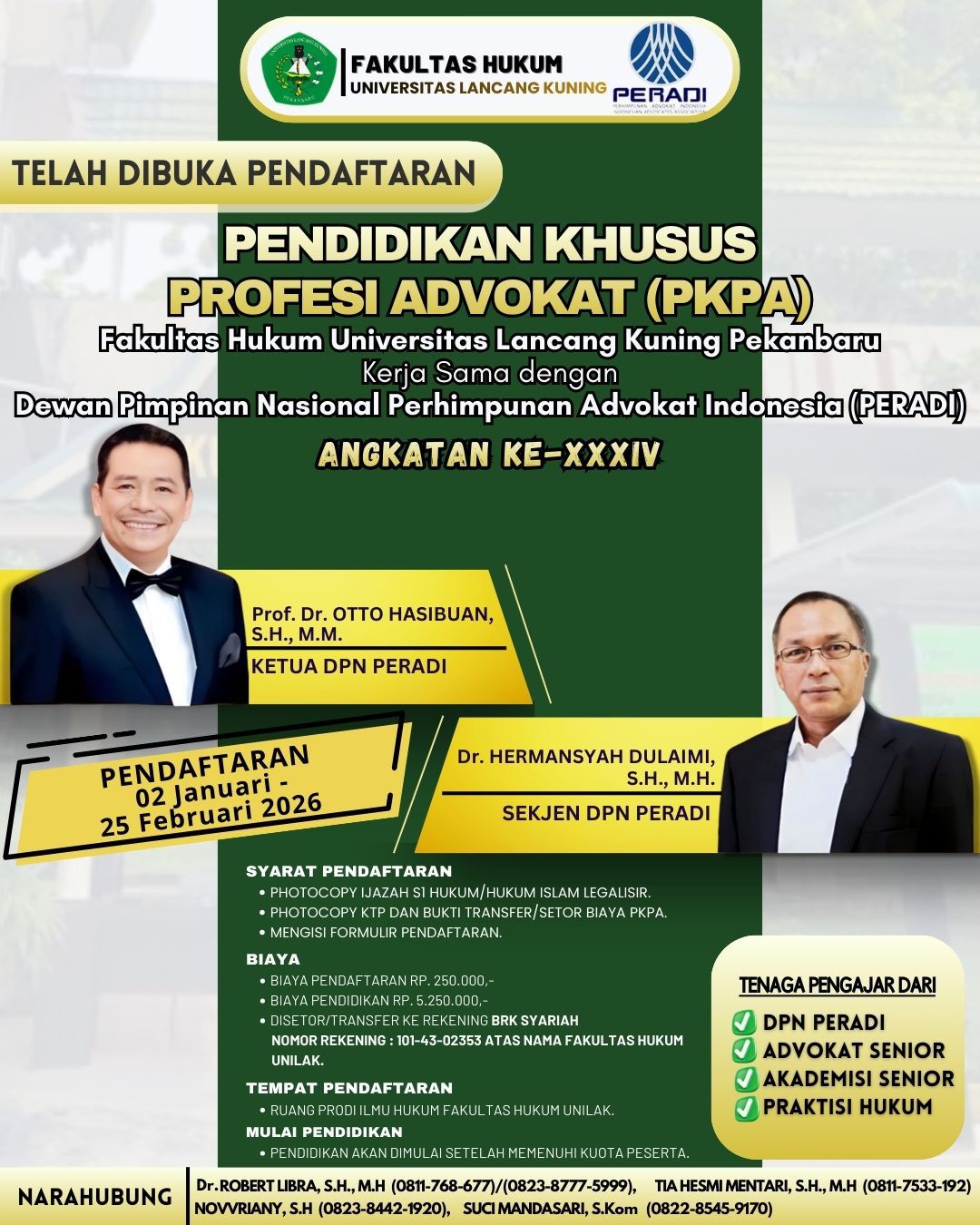 Pembukaan Pendaftaran PKPA Ke 34