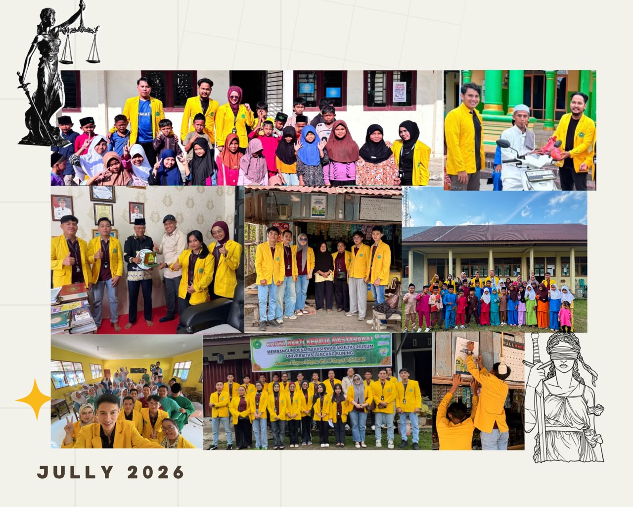 Antusias Mahasiswa Kelompok 3 pada Kegiatan Karya Bakti Kepada Masyarakat (KBM) Fakultas Hukum Universitas Lancang Kuning di Desa Koto Ringin dalam melaksanakan Program Kerja.