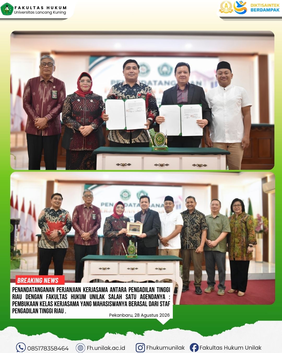 Sinergi Hukum: Pengadilan Tinggi Riau Bersama FH UNILAK Buka Akses Pendidikan S1, Prodi Hukum, S2, Magister Hukum, S3 Doktor Hukum bagi Aparatur Pengadilan