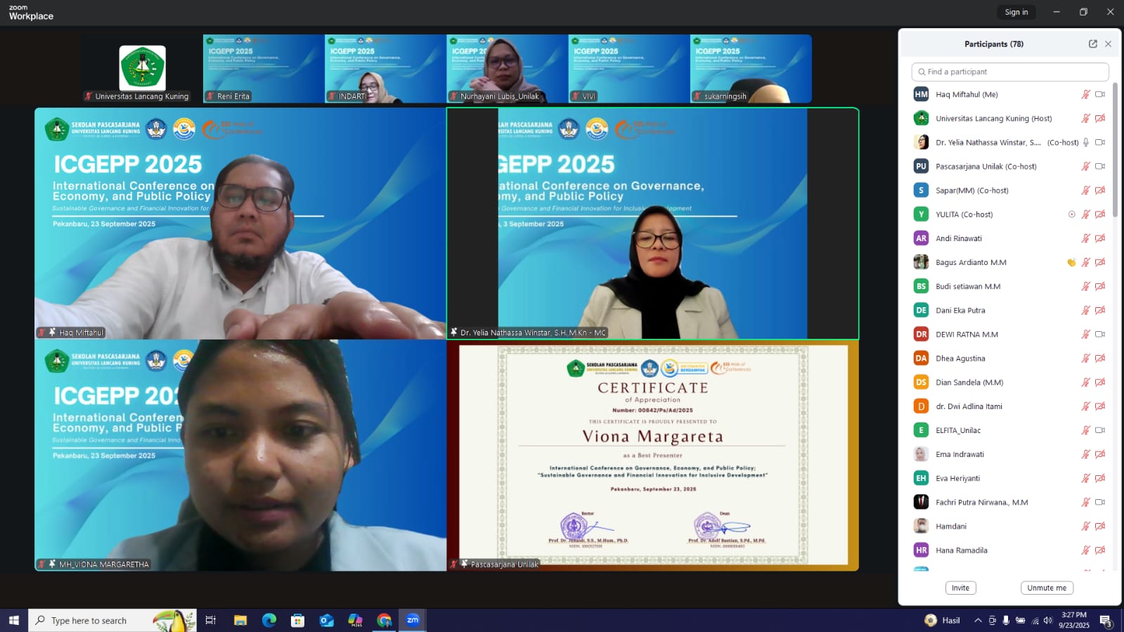 Dua Dosen FH Unilak Raih Rekognisi sebagai Master Of Ceremony (MC) pada Forum Internasional Kolaborasi Indonesia, Malaysia, dan Taiwan