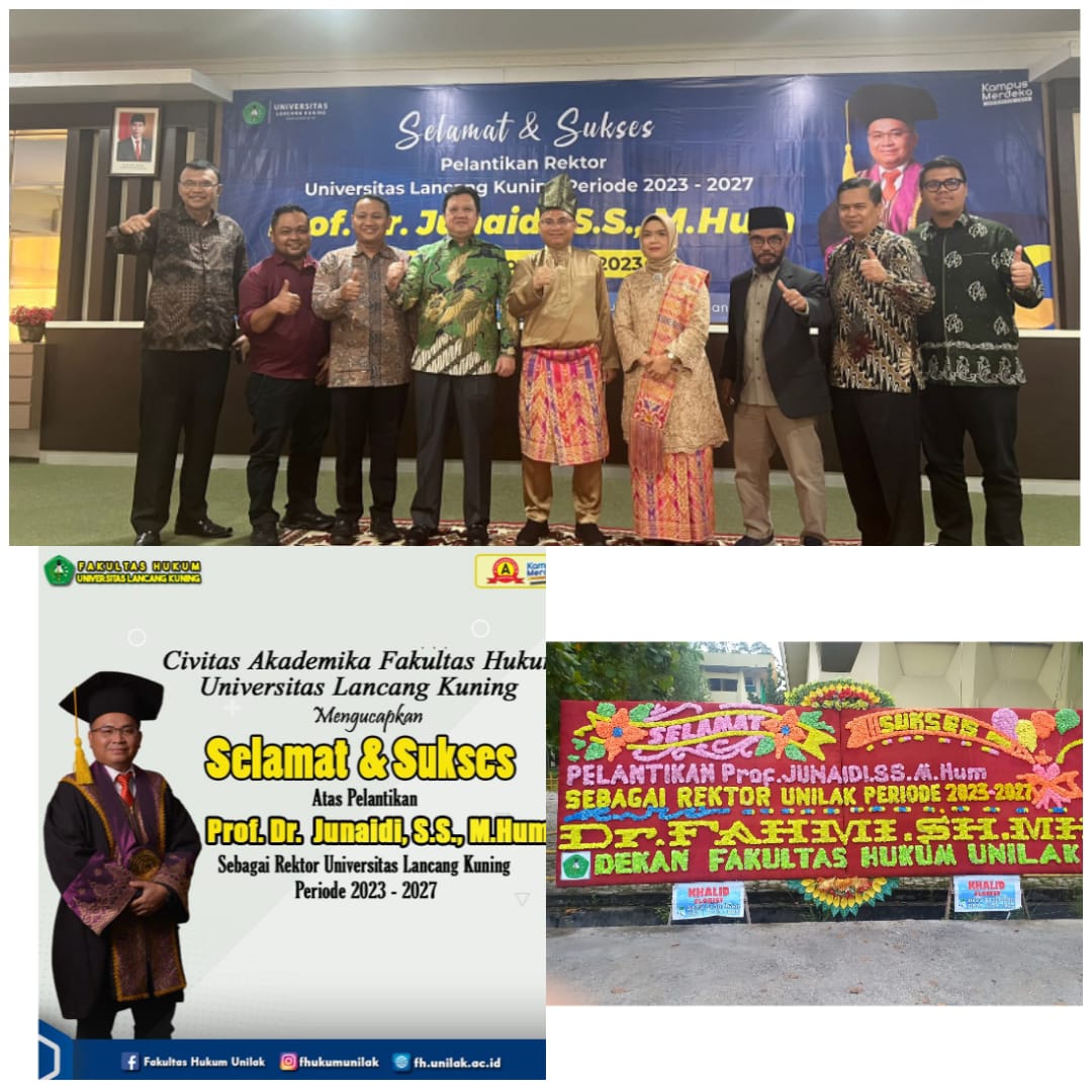Dekan, Wakil Dekan, Dan Civitas Akademika FH Unilak Hadiri Pelantikan Rektor Unilak Periode 2023-2027