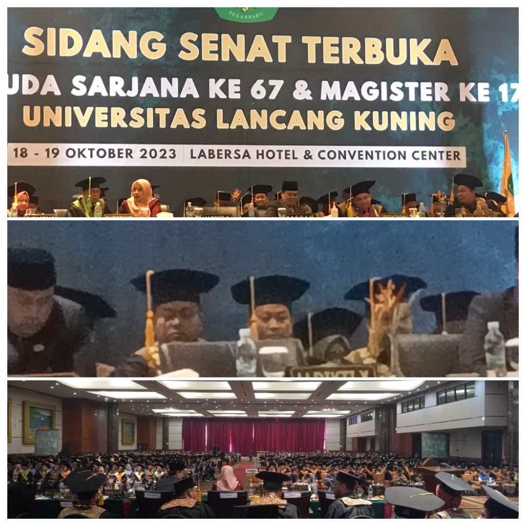 Dekan dan Wakil Dekan 1 FH Unilak Menghadiri Wisuda Unilak Ke LXVII Tahun 2023 Sesi Hari Ke 1