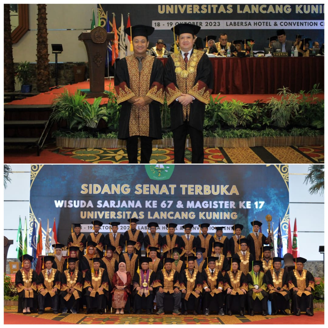 Dekan Dan Wakil Dekan 1 FH Unilak Melantik 203 Wisudawan dan Wisudawati Dalam Wisuda Sarjana Ke 67 Unilak Tahun 2023 Pada Sesi Hari ke 2