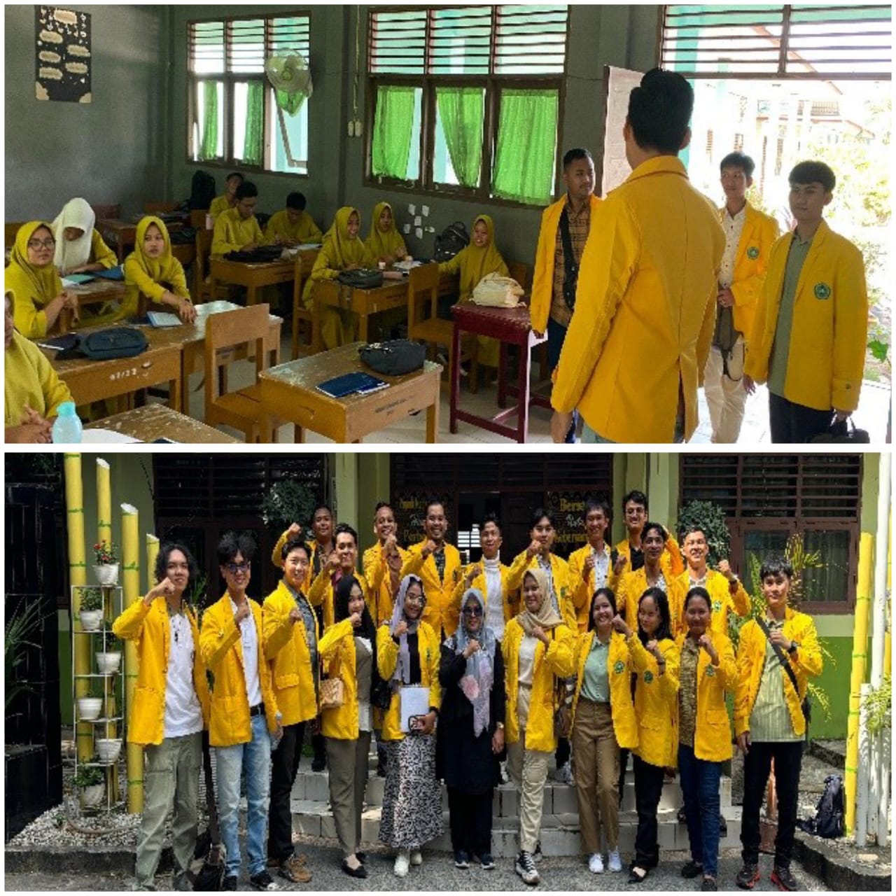 Mahasiswa FH Unilak Kelompok 8 Yang Mengikuti Kegiatan Karya Bakti Masyarakat (KBM) Melakukan Penyuluhan Hukum Di SMAN 2 Tambang.