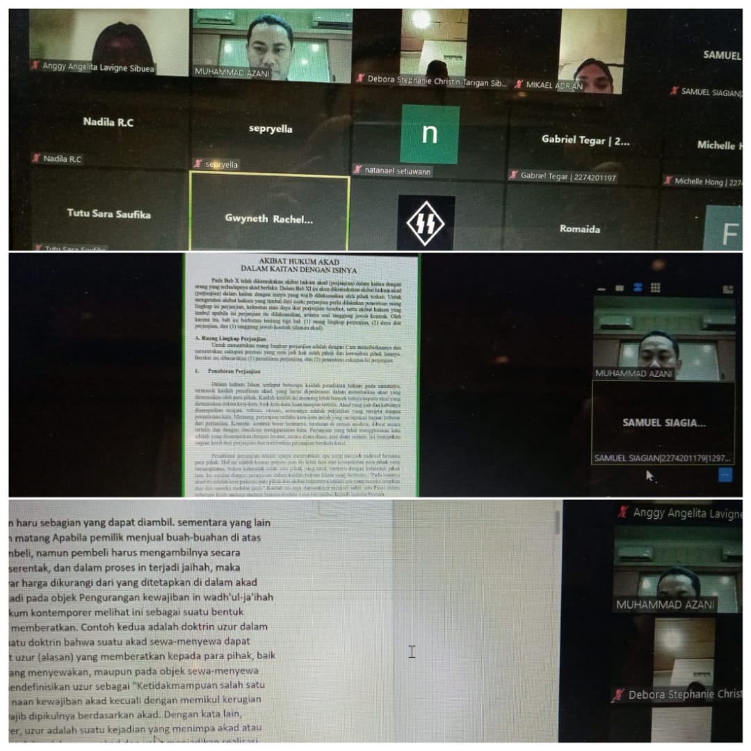 Mahasiswa Kelas Internasional Presentasikan  Akibat Hukum Akad Terkait Dengan Isi Perjanjian Sesi pada Focuss Group Discussion (FGD) Sesi 5