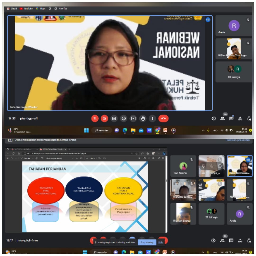 Tingkatkan Kemahiran Perancangan Kontrak, Dosen FH Unilak Menjadi Narasumber Webinar Nasional Permahi. 