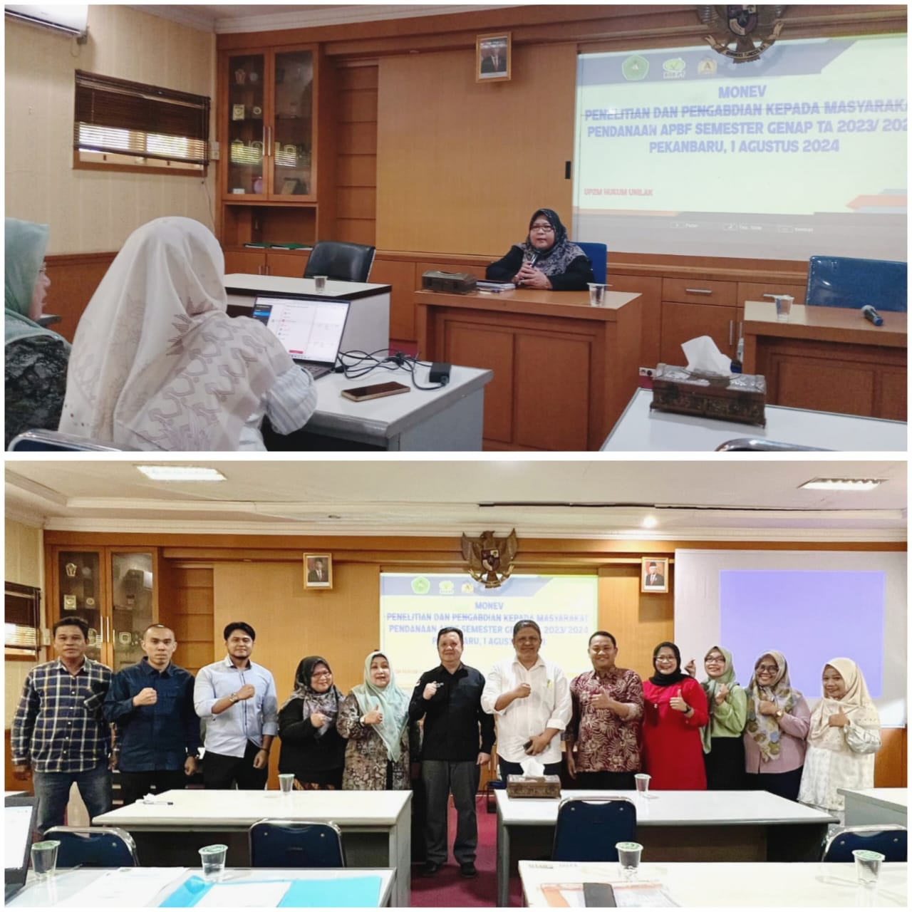 Penuhi Standar Nasional (SN) Dikti Pada Standar Proses Penelitian, UP2M FH Unilak Selenggarakan Monitoring Dan Evaluasi (Monev) Penelitian Dan Pengabdian Pendanaan APBF Semester Genap 2023/2024