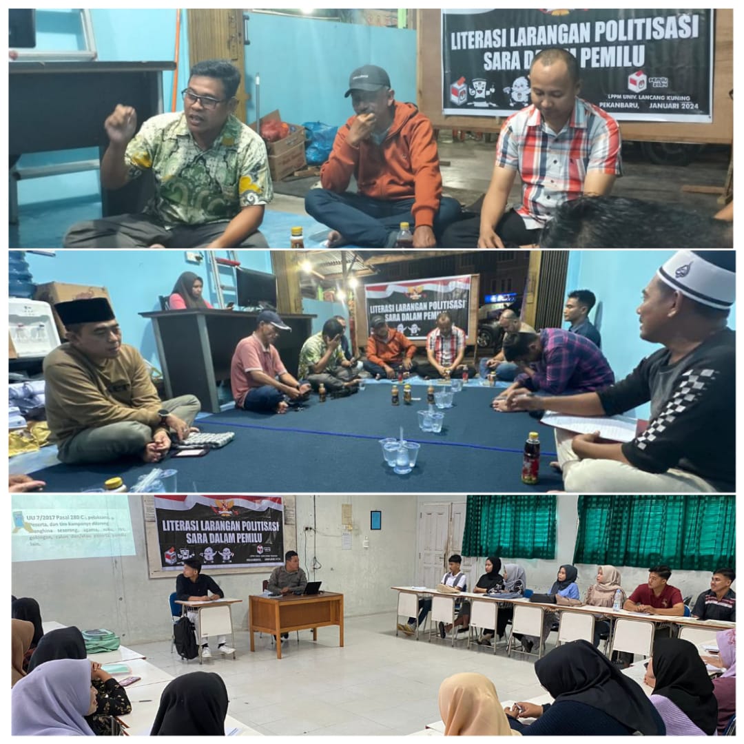 Tim Dosen  Fakultas Hukum Unilak Laksanakan Penyuluhan Hukum Bertemakan Literasi Larangan Politisasi Sara Dalam Pemilihan Umum.