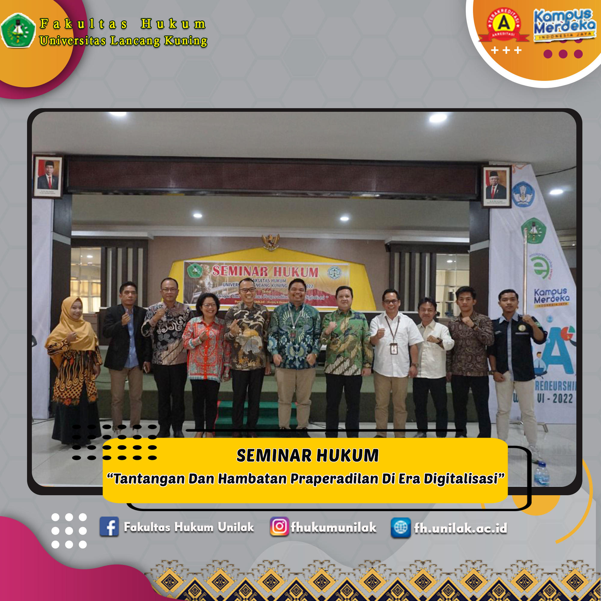 FH Unilak Adakan Seminar Hukum Praperadilan Yang Ditaja Badan Eksekutif Mahasiswa (BEM) FH Unilak